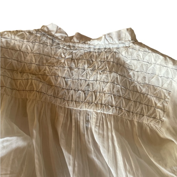 Anthropologie Long-Sleeve Babydoll Blouse White Small NWOT - Picture 6 of 7